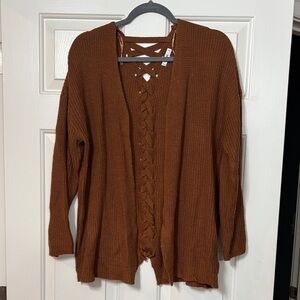 Women's Brown Knit Cardigan Sweater